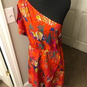 One shoulder multi color dress